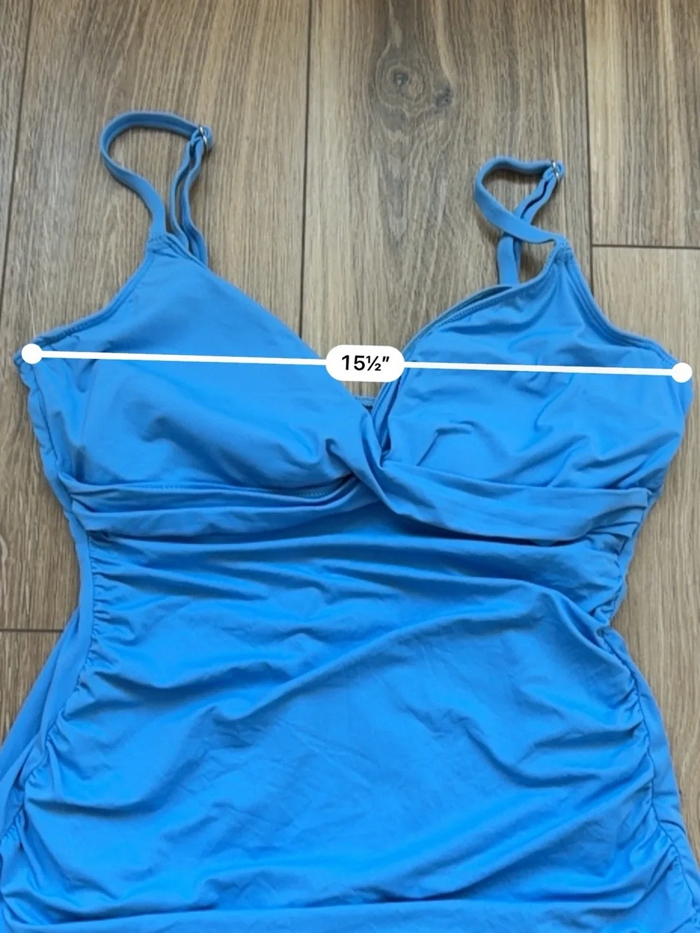 Lauren Ralph Lauren Blue Turquoise Tankini Bathing suit Top size 14 - Picture 6 of 7